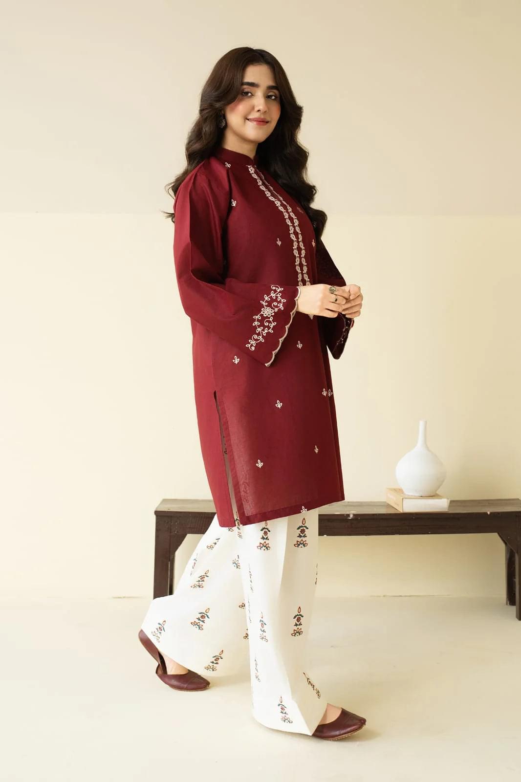 BATIK 2-PIECE LAWN EMBROIDERED SHIRT WITH ELEGANT EMBROIDERED TROUSER.