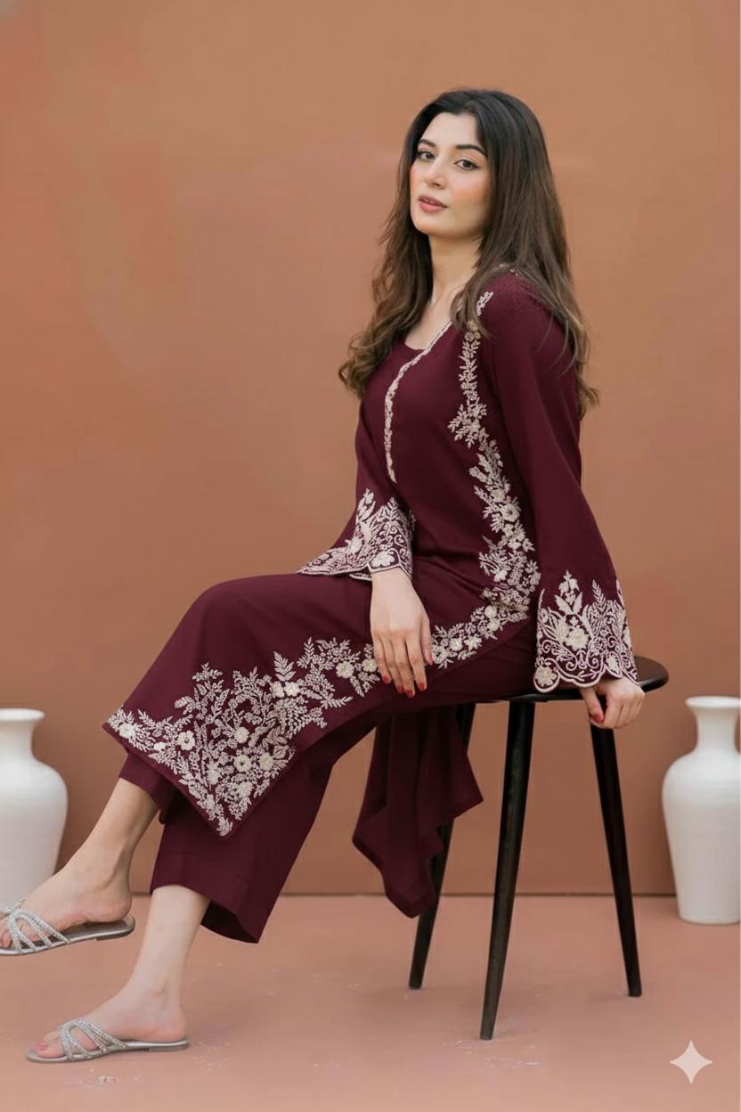 AZURE 2-PIECE LAWN EMBROIDERED SHIRT WITH ELEGANT TROUSER