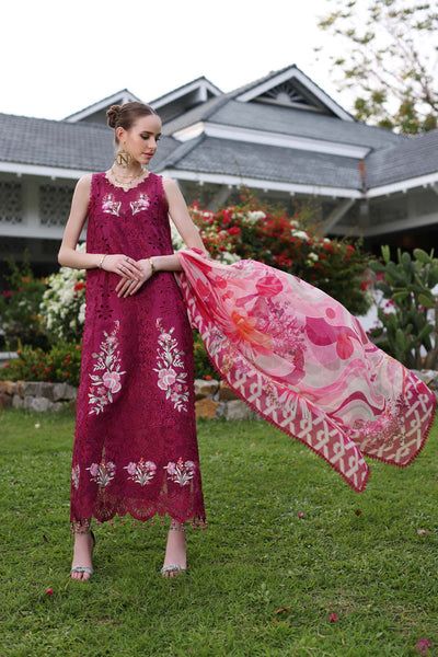 Noor by Saadia Asad's 3-PIECE LAWN CHICKENKARI SUIT WITH MONARK DUPATTA & TROUSER.