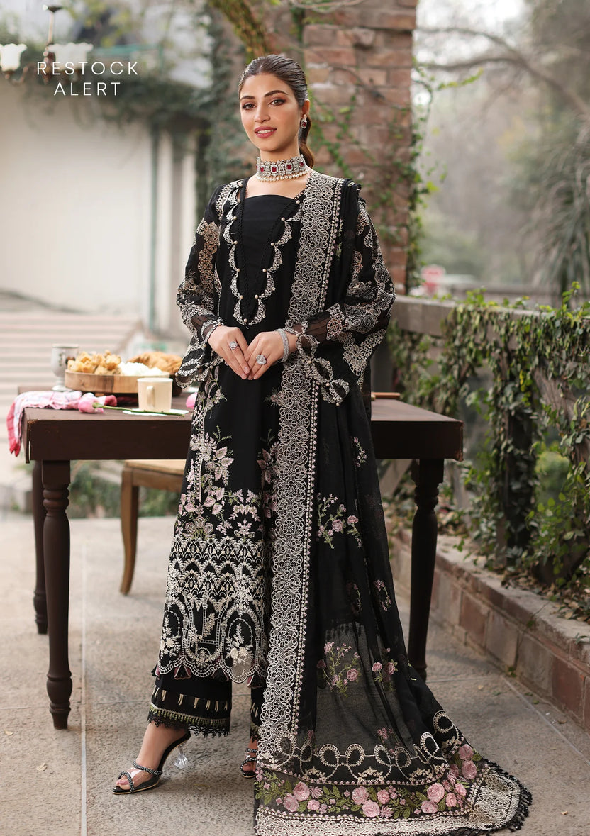 KAHF 3-PIECE LAWN EMBROIDERED SUIT WITH EMBROIDERED CUT WORK DUPATTA & TROUSER.