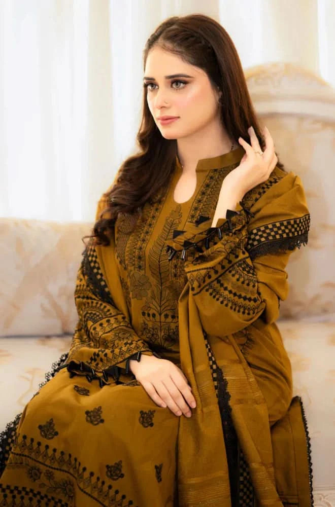 URGE 3-PIECE LAWN EMBROIDERED DRESS WITH EMBROIDERED DUPATTA & TROUSER.
