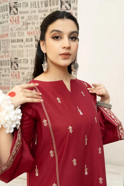 KHAADI 3-PIECE LAWN EMBROIDERED DRESS WITH PRINTED VOIL DUPATTA & EMBROIDERED TROUSER.