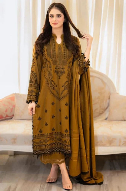 URGE 3-PIECE LAWN EMBROIDERED DRESS WITH EMBROIDERED DUPATTA & TROUSER.