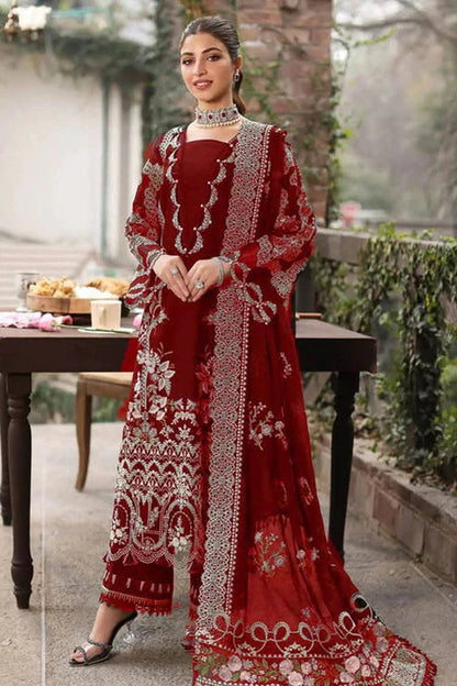 KAHF 3-PIECE LAWN EMBROIDERED SUIT WITH EMBROIDERED CUT WORK DUPATTA & TROUSER.