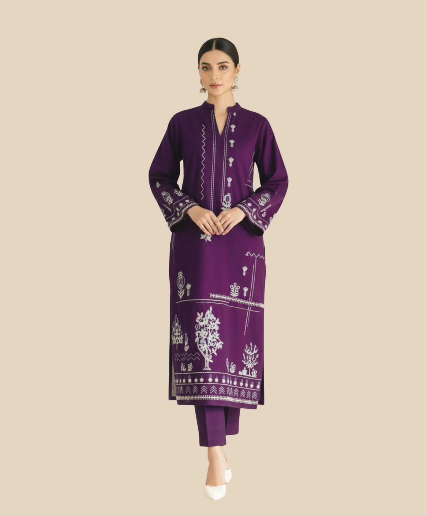 LAAM 2-PIECE LAWN EMBROIDERED SHIRT WITH ELEGANT TROUSER.