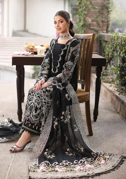 KAHF 3-PIECE LAWN EMBROIDERED SUIT WITH EMBROIDERED CUT WORK DUPATTA & TROUSER.