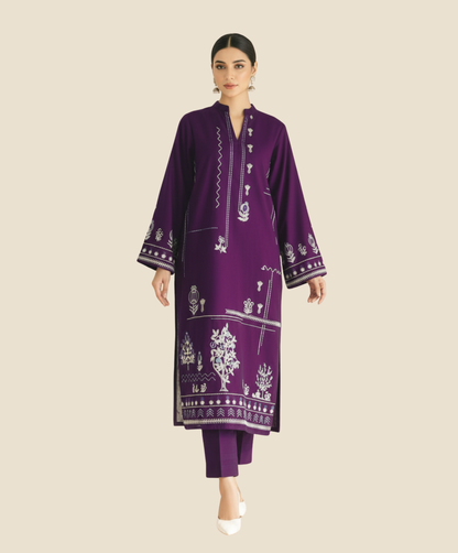 LAAM 2-PIECE LAWN EMBROIDERED SHIRT WITH ELEGANT TROUSER.
