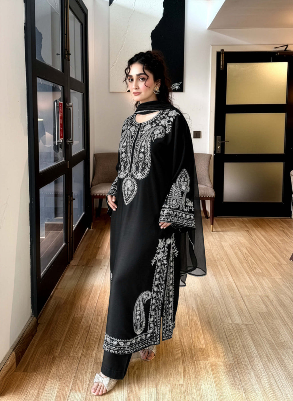 BATIK 3-PIECE LAWN EMBROIDERED SUIT WITH EMBROIDERED DUPATTA & TROUSER.