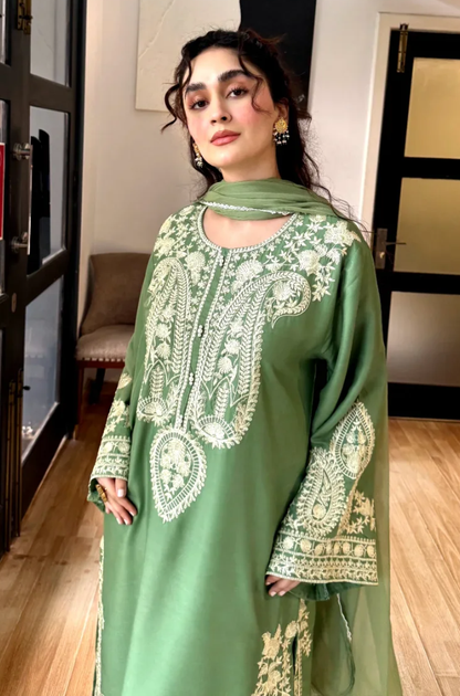 BATIK 3-PIECE LAWN EMBROIDERED SUIT WITH EMBROIDERED DUPATTA & TROUSER.
