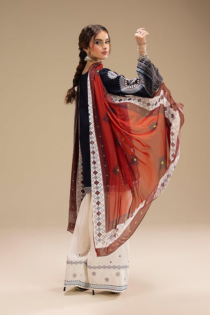 JAZMIN 3-PIECE LAWN EMBROIDERED DRESS WITH PRINTED VOIL DUPATTA & EMBROIDERED TROUSER.