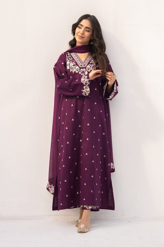 PEZWAAN 2-PIECE LAWN EMBROIDERED SHIRT WITH ELEGANT TROUSER.