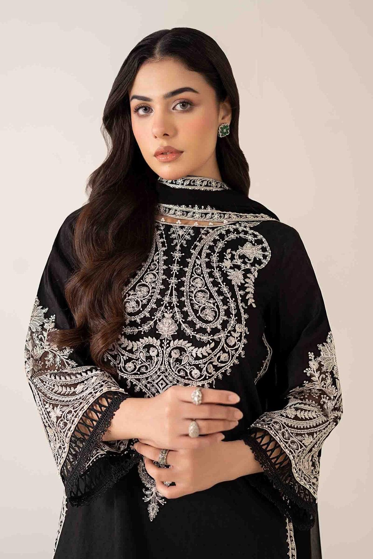 MARIA B 2-PIECE LAWN EMBROIDERED SHIRT WITH ELEGANT TROUSER.