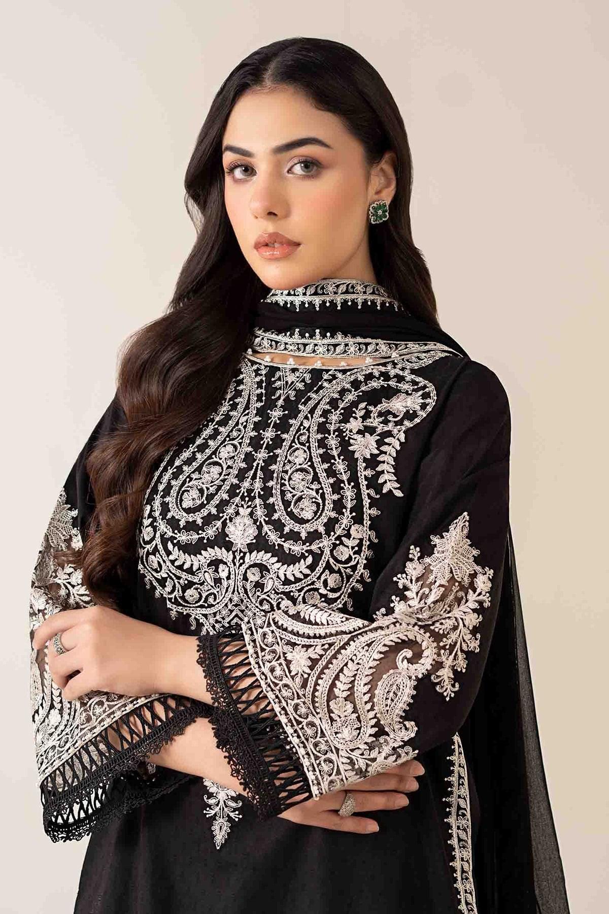 MARIA B 2-PIECE LAWN EMBROIDERED SHIRT WITH ELEGANT TROUSER.