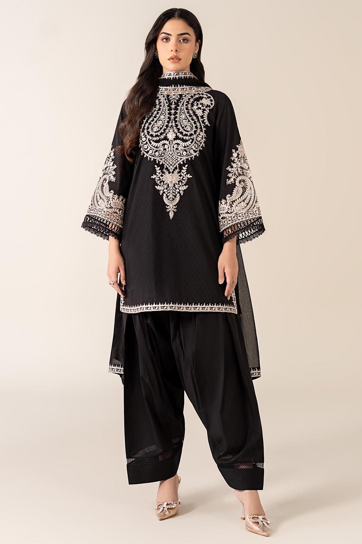 MARIA B 2-PIECE LAWN EMBROIDERED SHIRT WITH ELEGANT TROUSER.