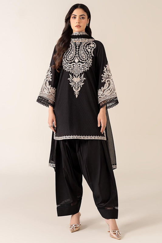 MARIA B 2-PIECE LAWN EMBROIDERED SHIRT WITH ELEGANT TROUSER.
