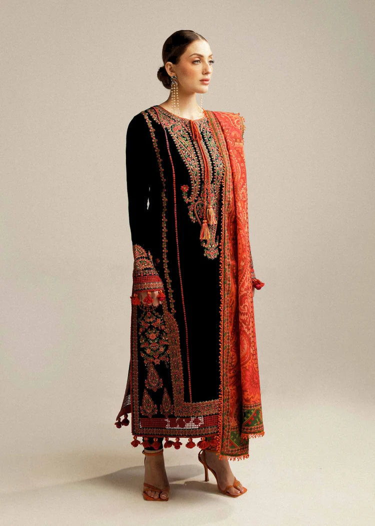 HUSSAIN REHAR 3-PIECE LAWN HEAVY EMBROIDERED DRESS WITH PRINTED VOIL DUPATTA & EMBROIDERED TROUSER.