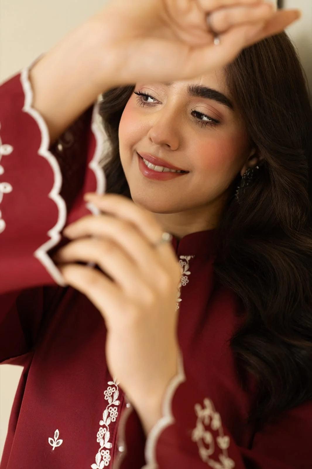 BATIK 2-PIECE LAWN EMBROIDERED SHIRT WITH ELEGANT EMBROIDERED TROUSER.