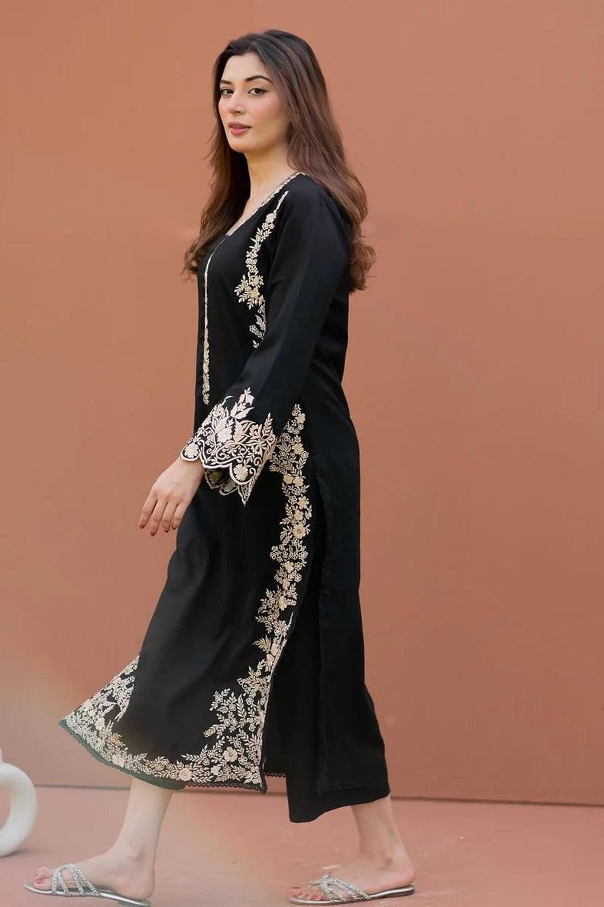LAJWANTI 2-PIECE LAWN EMBROIDERED SHIRT WITH ELEGANT EMBROIDERED SLEEVES.