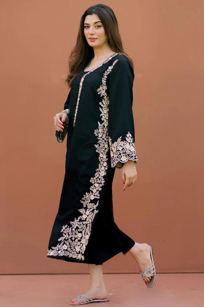 LAJWANTI 2-PIECE LAWN EMBROIDERED SHIRT WITH ELEGANT EMBROIDERED SLEEVES.