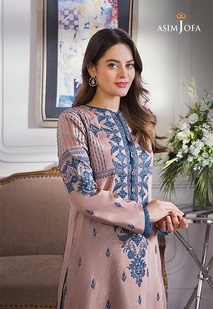 ASIM JOFA 3-PIECE LAWN EMBROIDERED DRESS WITH BAMBER CHIFFON EMBROIDERED DUPATTA & TROUSER.