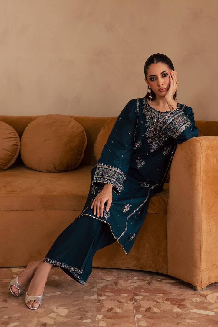 BATIK 2-PIECE LAWN SEQUIN EMBROIDERED SHIRT WITH ELEGANT EMBROIDERED TROUSER.