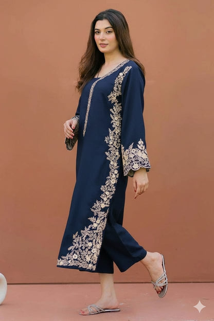 AZURE 2-PIECE LAWN EMBROIDERED SHIRT WITH ELEGANT TROUSER