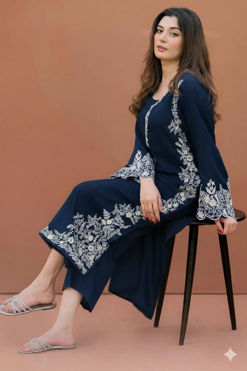 AZURE 2-PIECE LAWN EMBROIDERED SHIRT WITH ELEGANT TROUSER