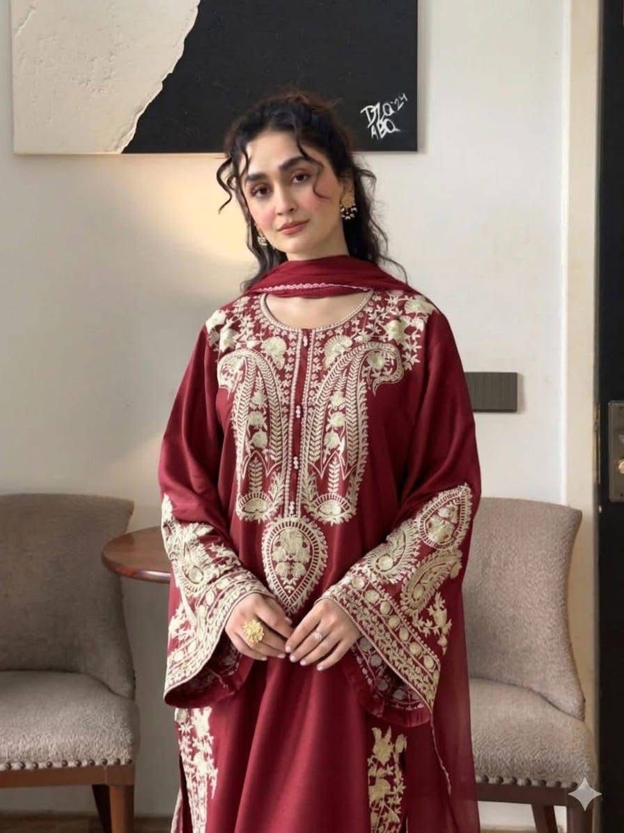 BATIK 3-PIECE LAWN EMBROIDERED SUIT WITH EMBROIDERED DUPATTA & TROUSER.