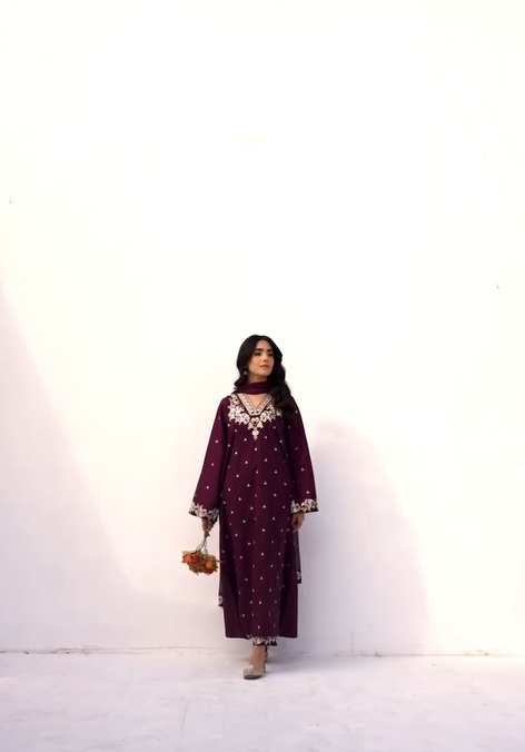 PEZWAAN 2-PIECE LAWN EMBROIDERED SHIRT WITH ELEGANT TROUSER.