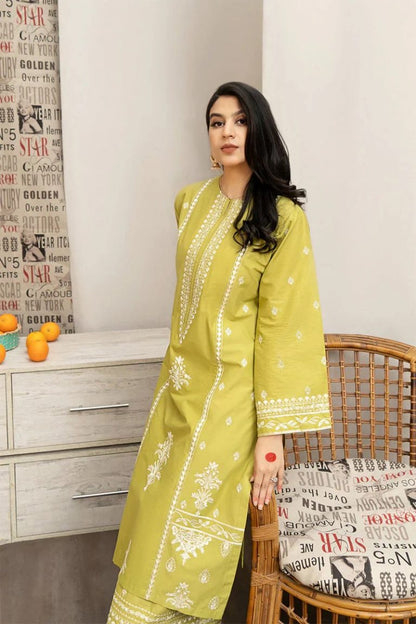 PEZWAAN 2-PIECE LAWN EMBROIDERED SHIRT WITH ELEGANT EMBROIDERED TROUSER.