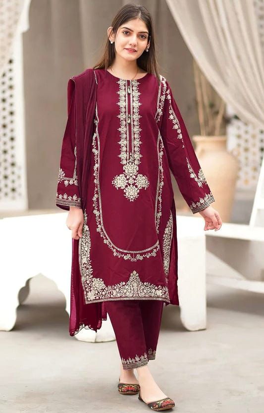 UMZAY 2-PIECE LAWN EMBROIDERED SHIRT WITH ELEGANT TROUSER